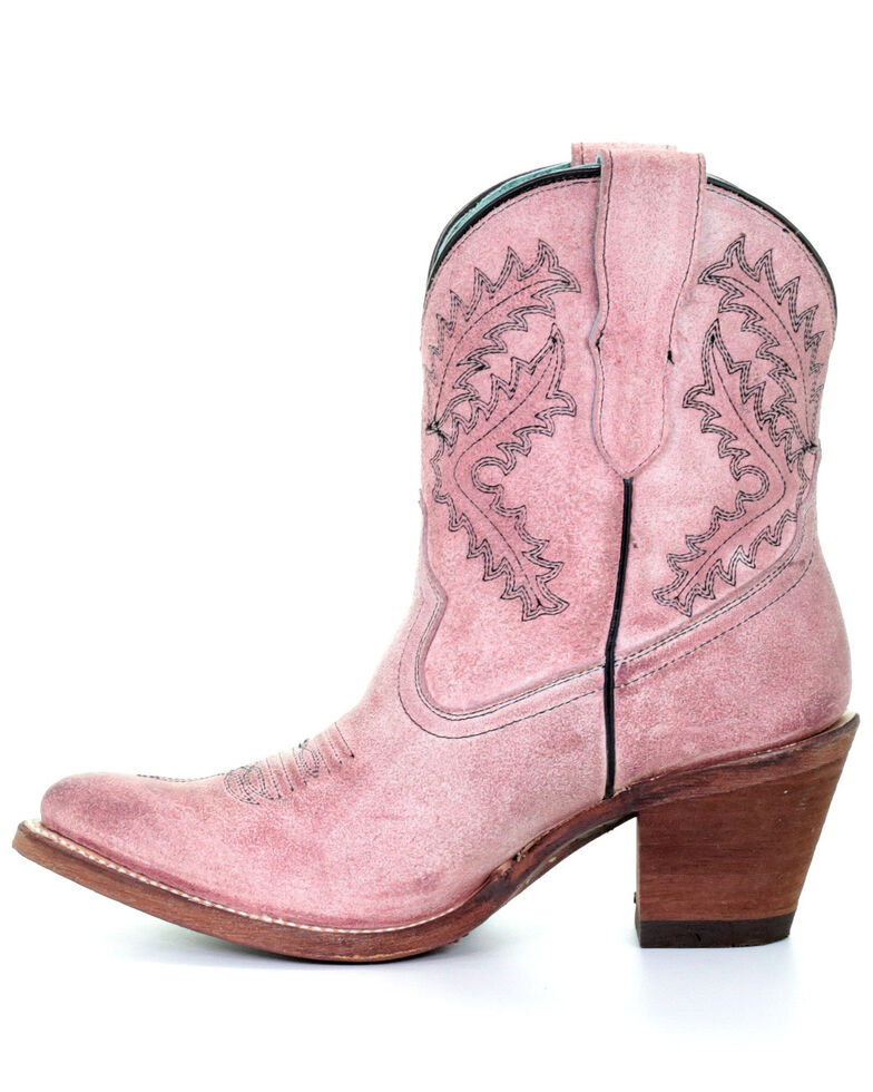 corral women"s rose embroidery western booties - round toe