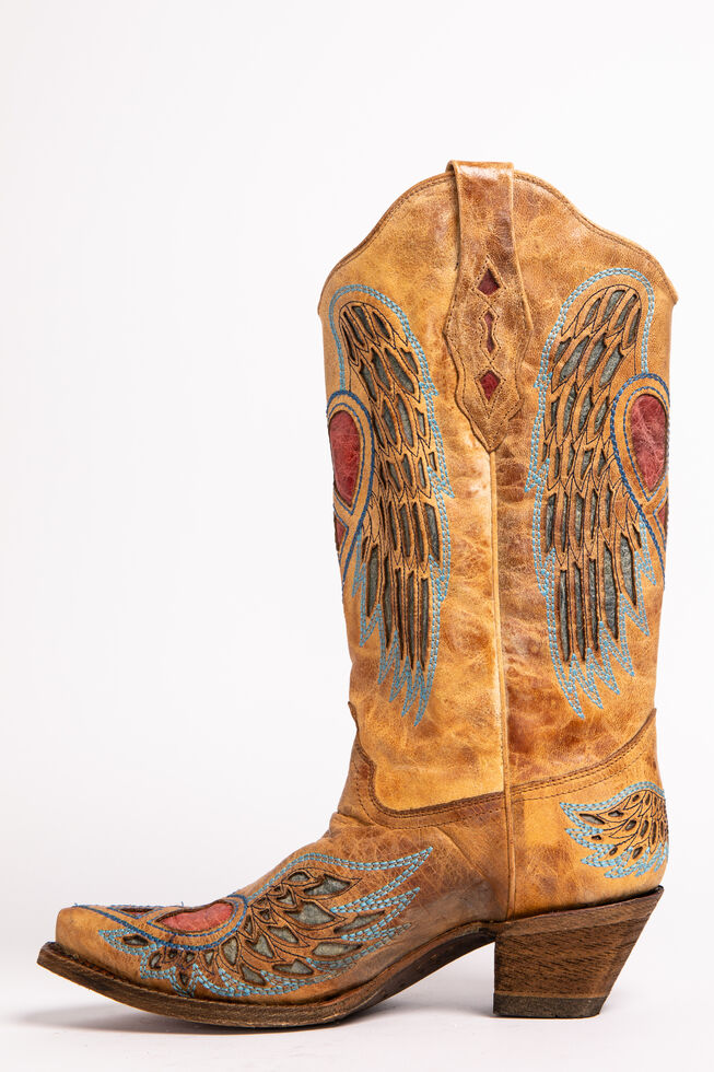 Corral Heart Angel Wing Cowgirl Boots Snip Toe Country