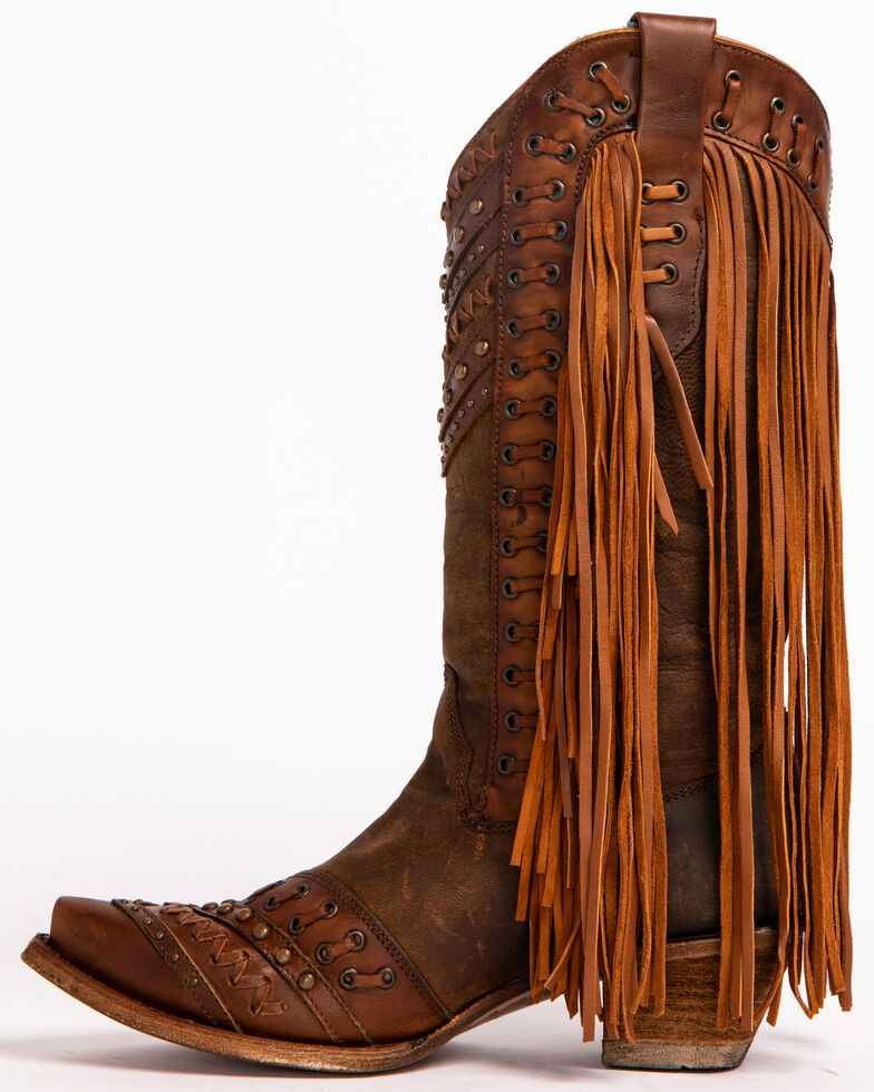 fringe brown boots