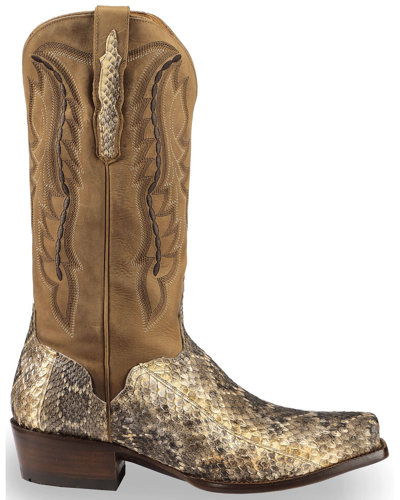 el dorado men's handmade western rattlesnake cowboy boots square toe