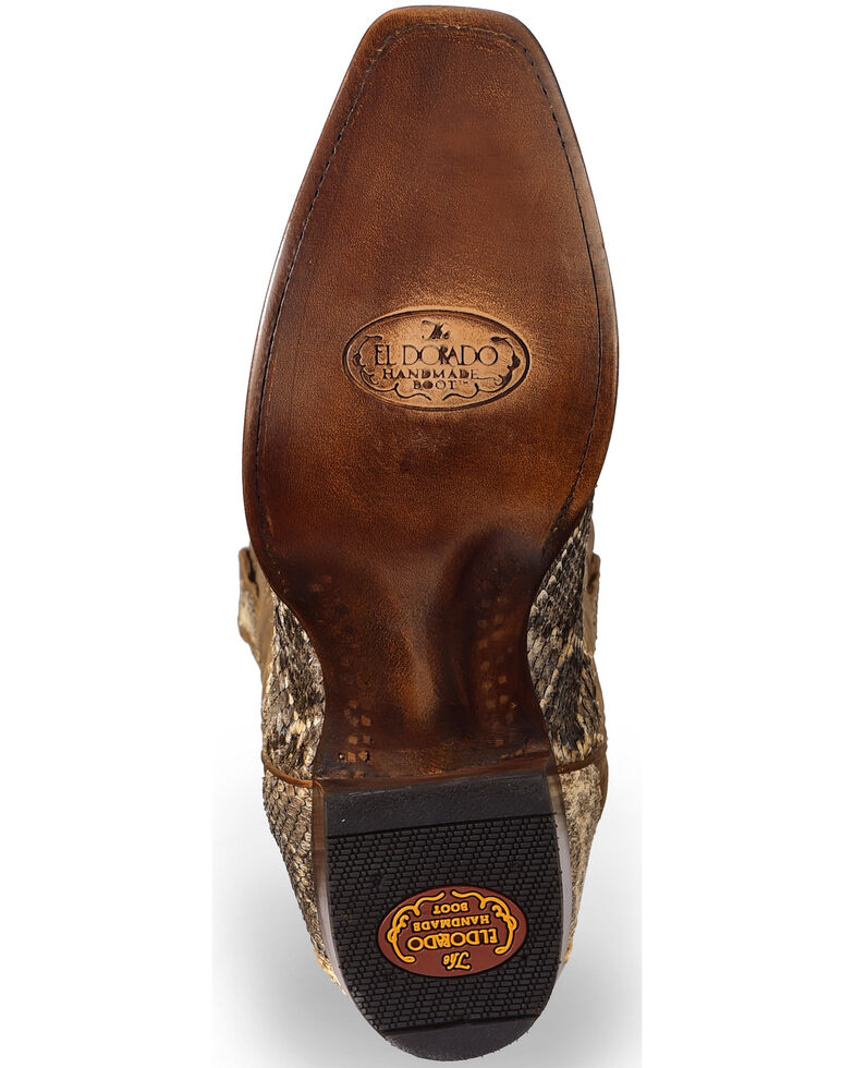 el dorado men's handmade western rattlesnake cowboy boots square toe