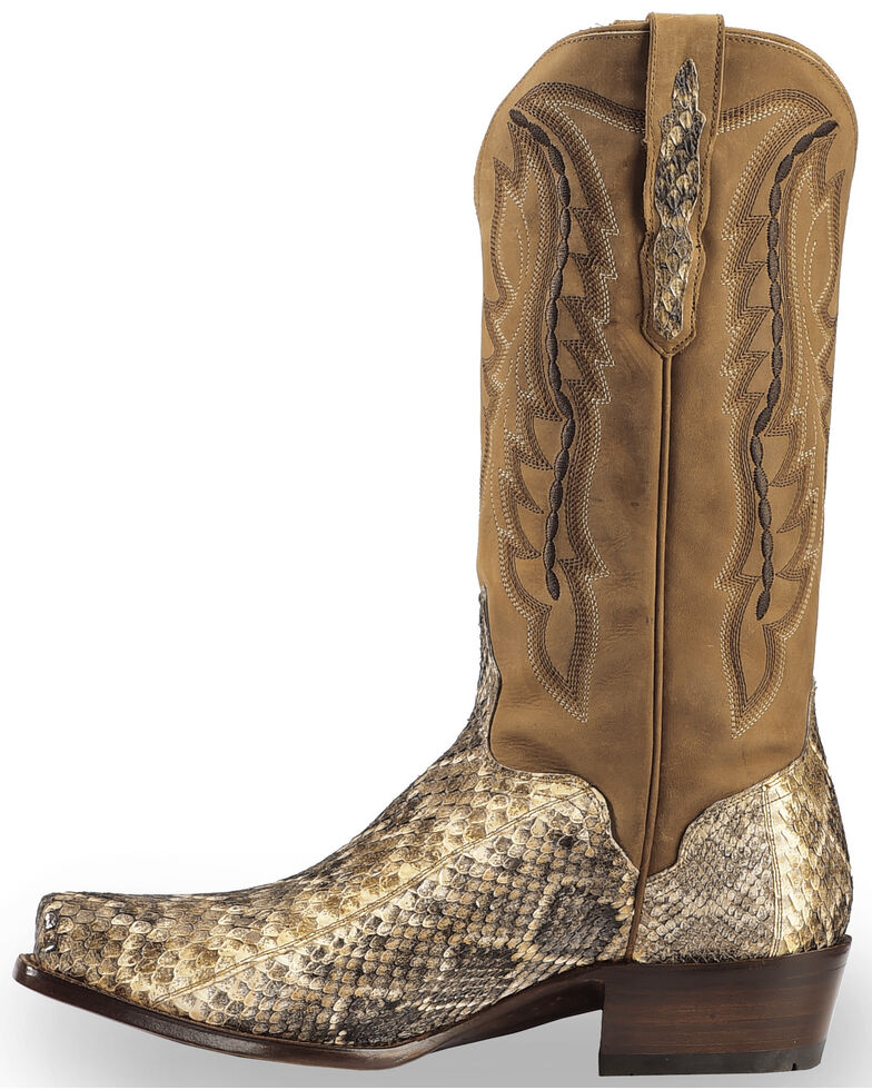 el dorado men's handmade western rattlesnake cowboy boots square toe