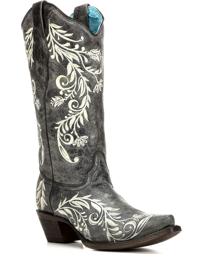 Corral Women's Contrast Side Embroidery Cowgirl Boots Snip Toe