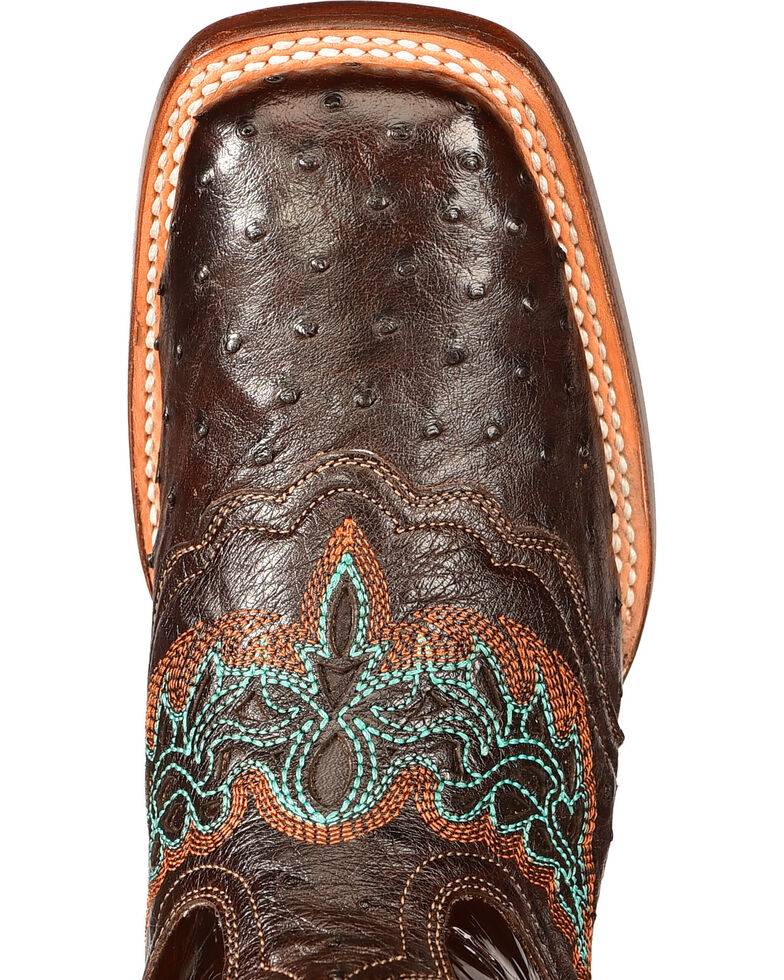 Lucchese Women's Handmade Chocolate Amberlyn Full Quill Ostrich Boots