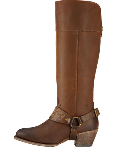 distressed black riding boots