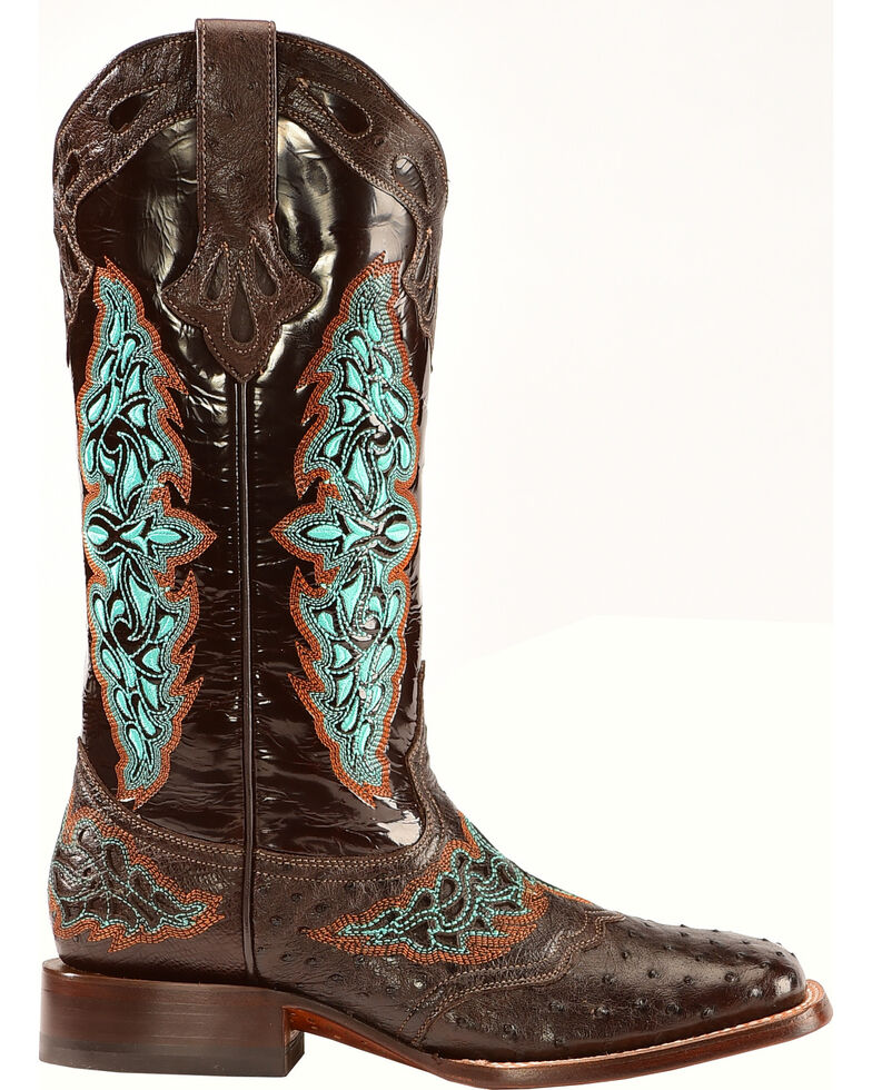 Lucchese Women's Handmade Chocolate Amberlyn Full Quill Ostrich Boots