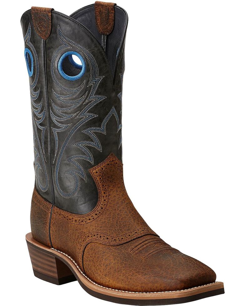 Ariat Heritage Rough Stock Cowboy Boots Wide Square Toe Country