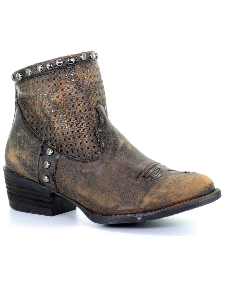corral women"s cut out studded booties - round toe