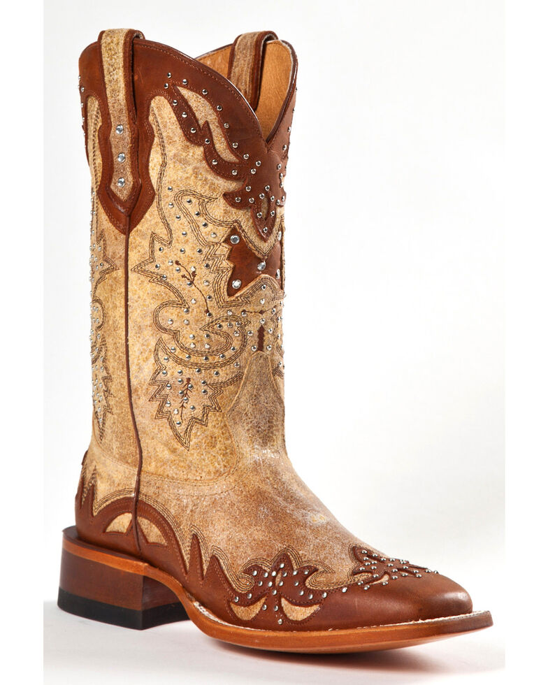 Johnny Ringo Women's Fancy Studded Wingtip Western Boots Square Toe