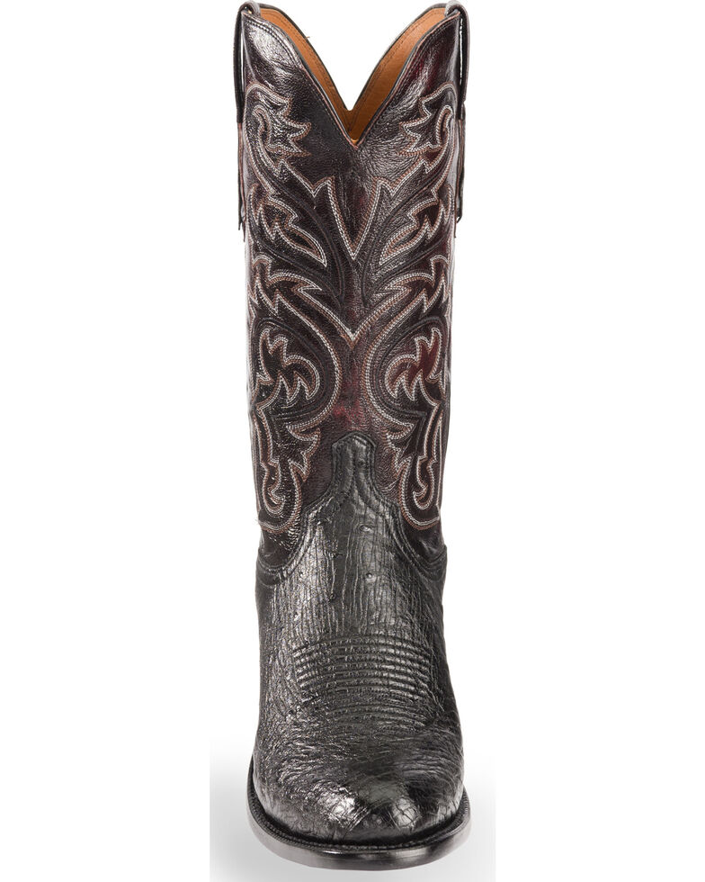 Lucchese Men's Black Handmade Nathan Smooth Ostrich Western Boots