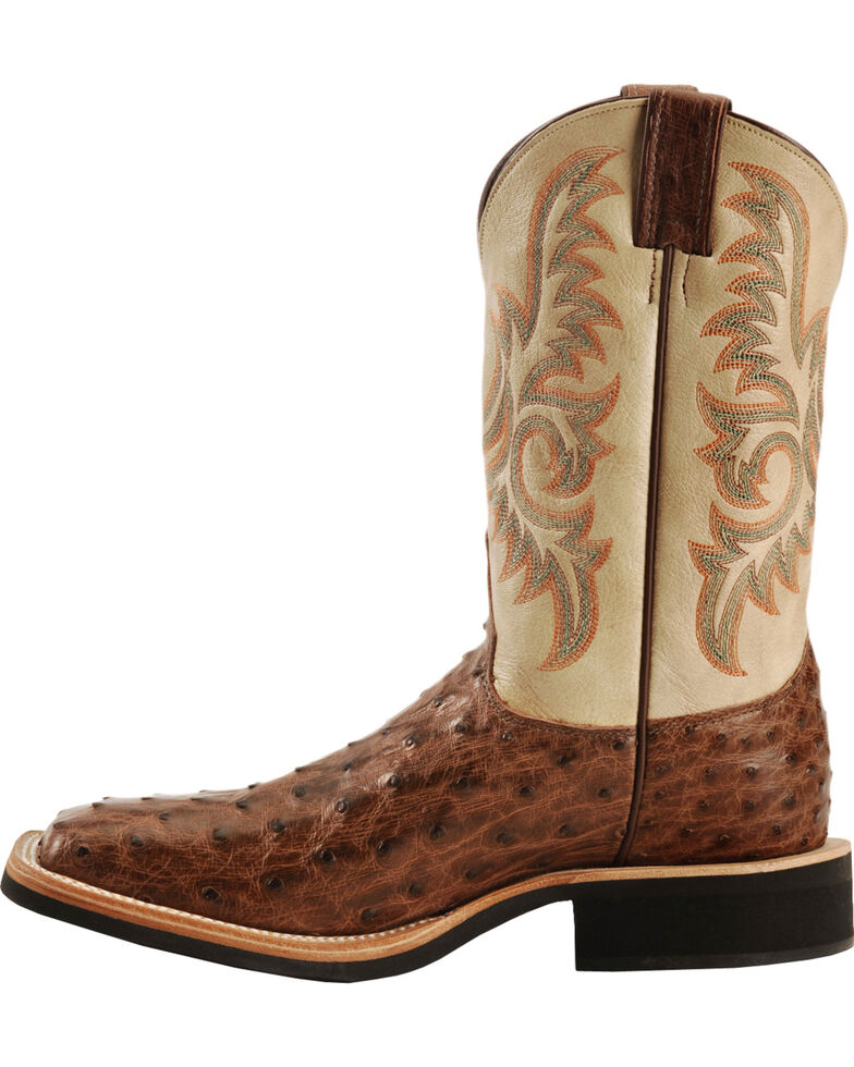 Justin AQHA Full Quill Ostrich Cowboy Boots Square Toe Country