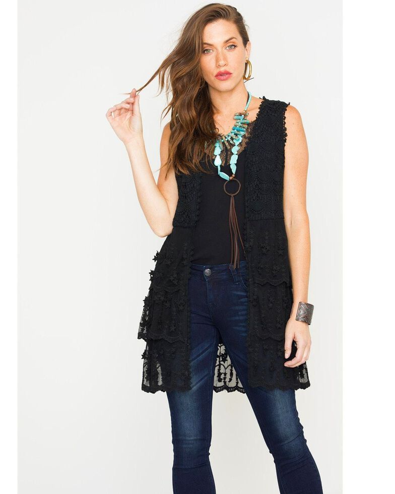 black sleeveless cardigan sweater