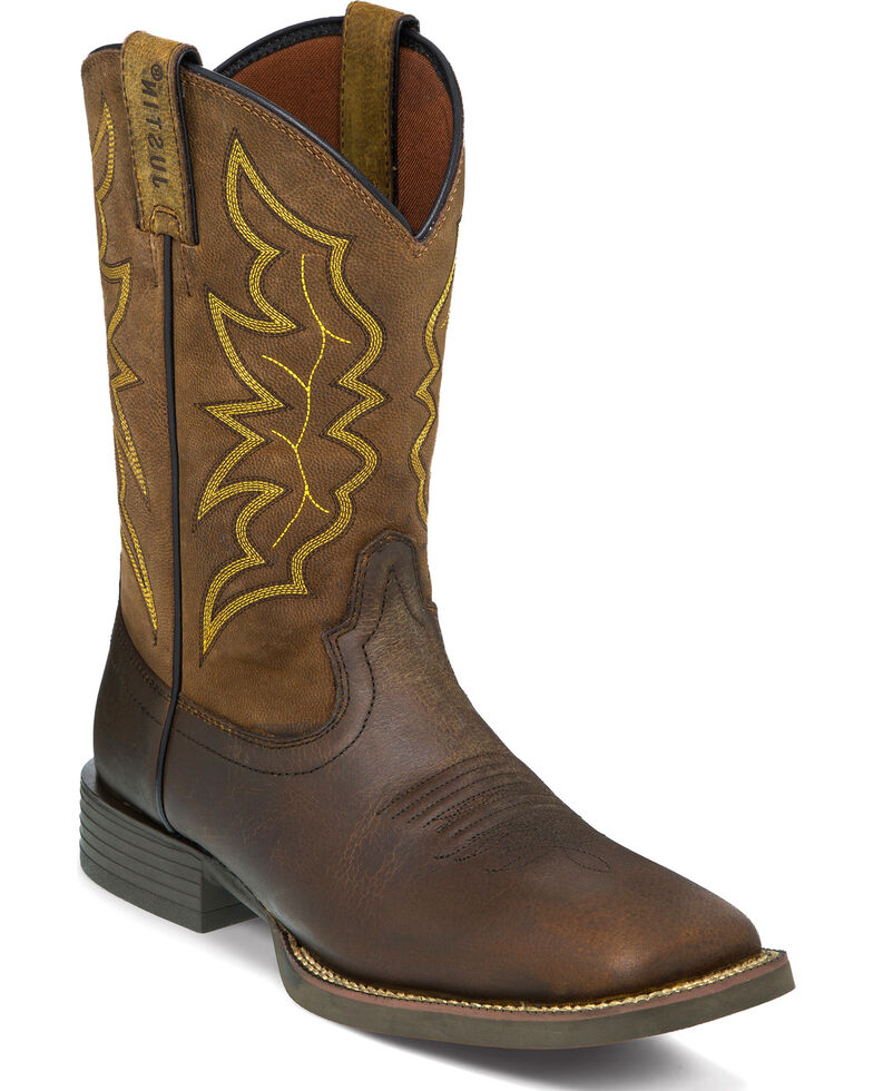 Justin Men's Chet Brown Stampede Cowboy Boots - Square Toe - Country Outfitter