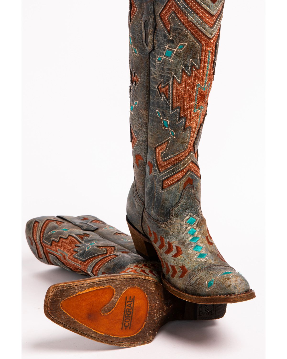 Corral Women's Grey Jute Inlay Boots Square Toe Country Outfitter