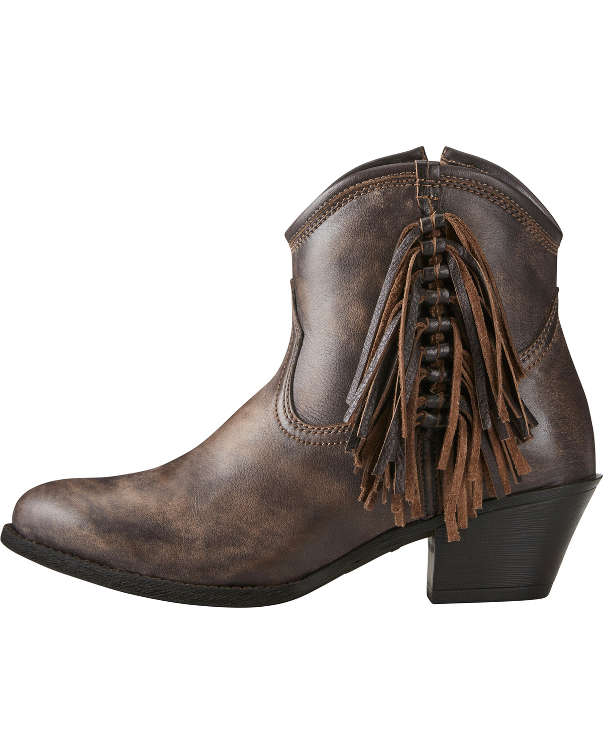 Ariat Women&#39;s Chocolate Duchess Braided Fringe Short Western Boots - Medium Toe - Country Outfitter
