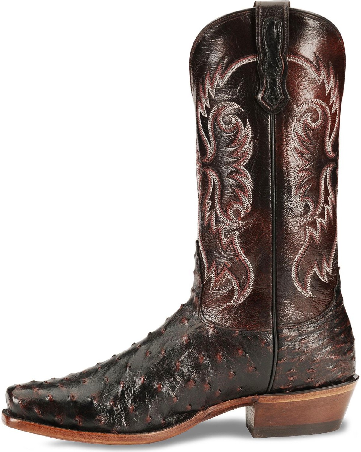 Nocona Men's Black Cherry Full Quill Ostrich Boots - Sq Toe - Country