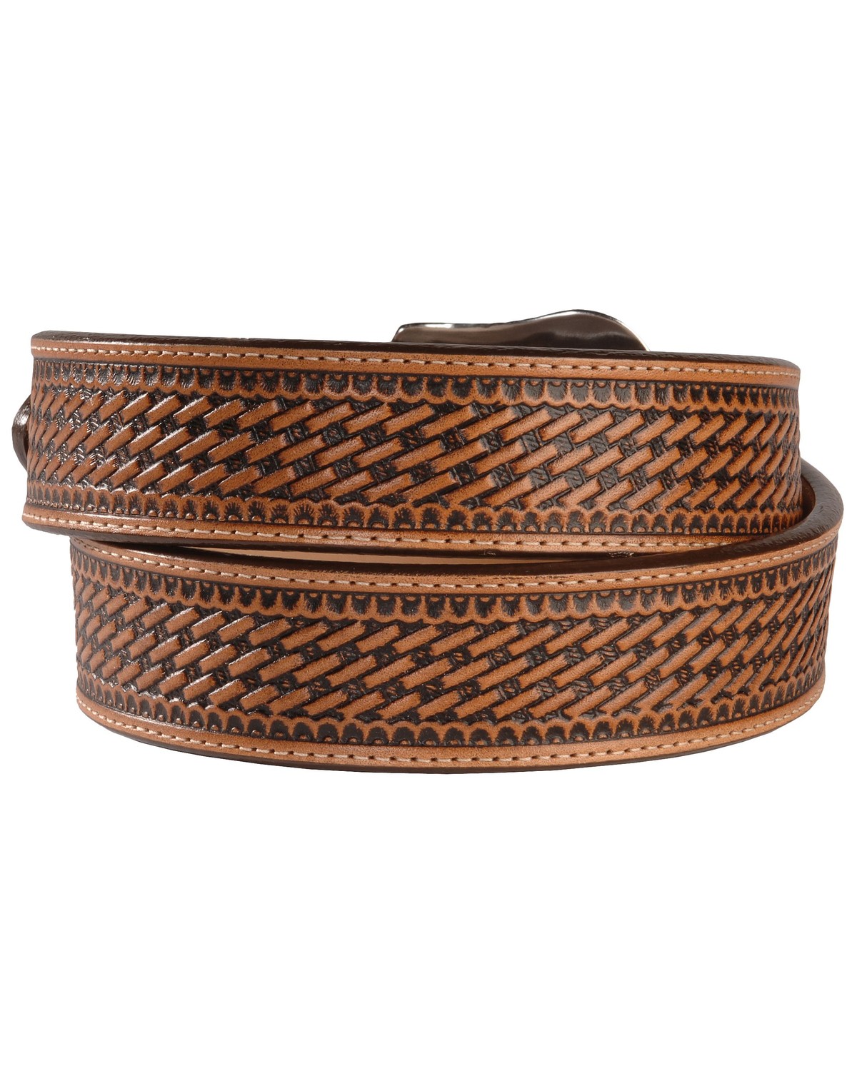 justin bronco basketweave leather belt