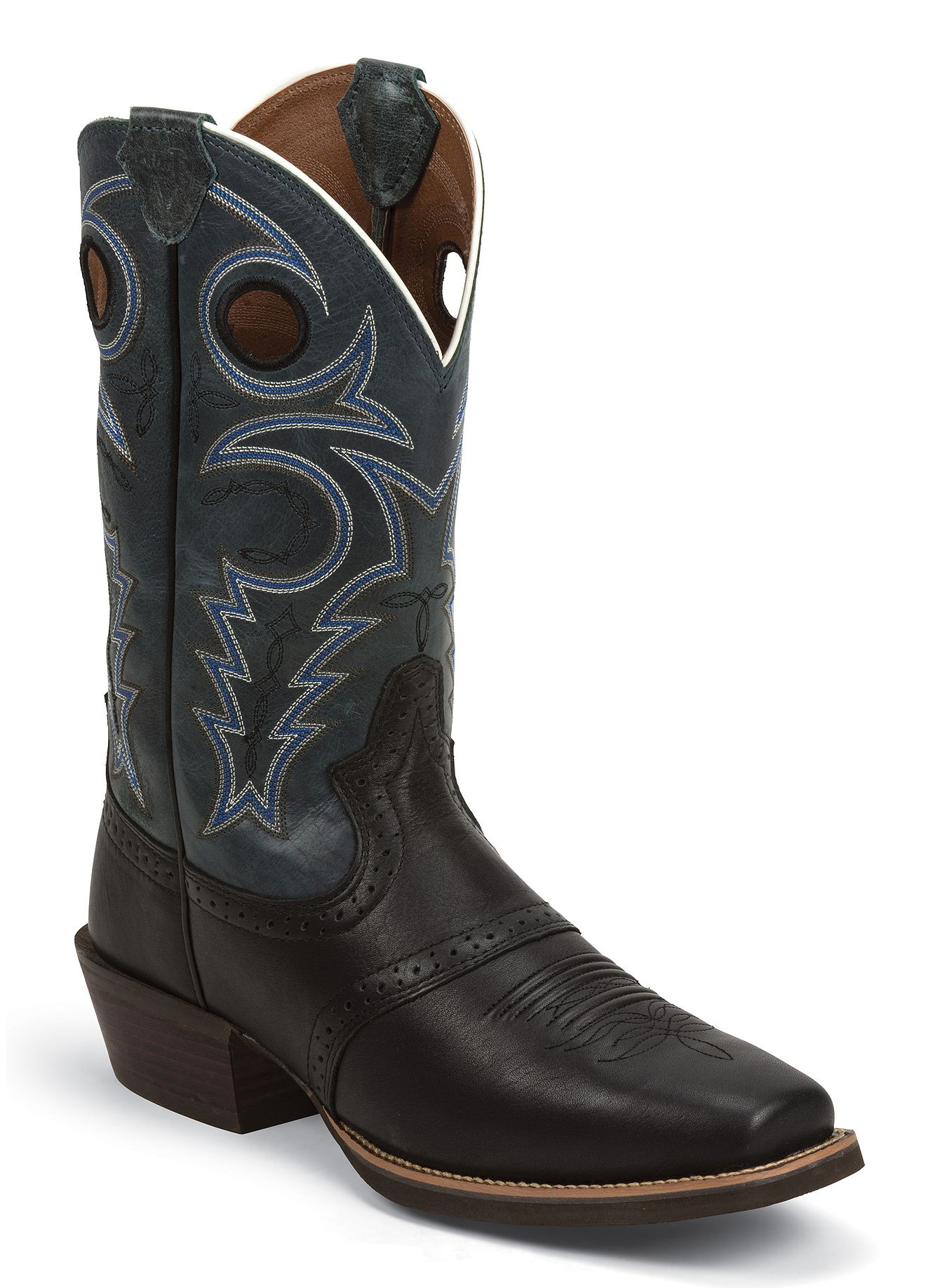 Justin Silver Punchy Saddle Vamp Cowboy Boots Square Toe Country Outfitter