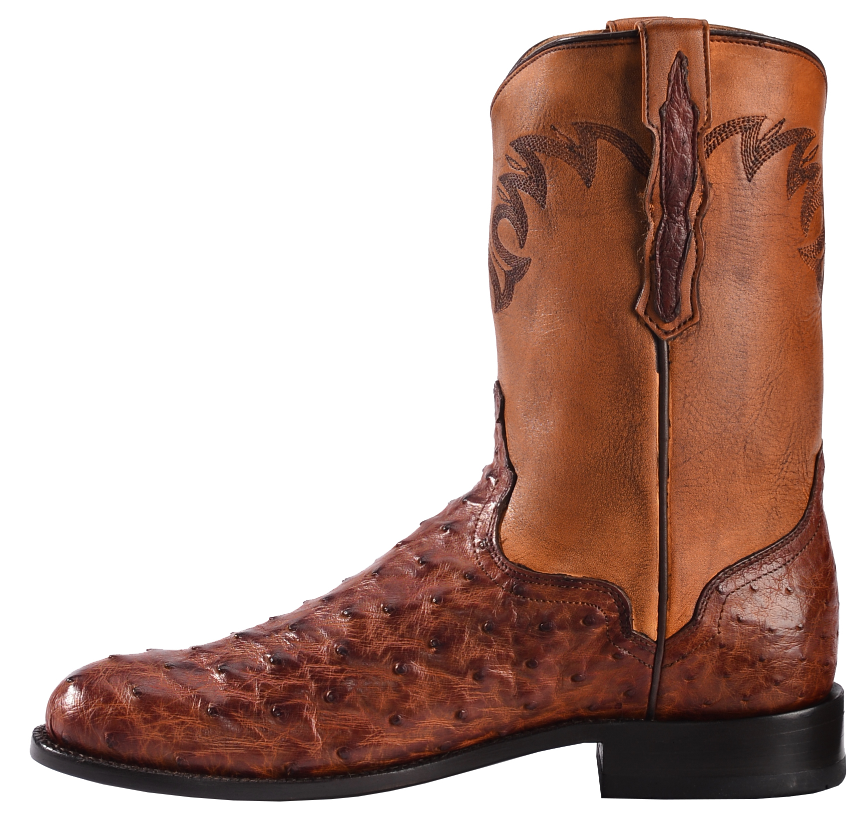 El Dorado Men’s Full Quill Ostrich Roper Boots – Round Toe - Country