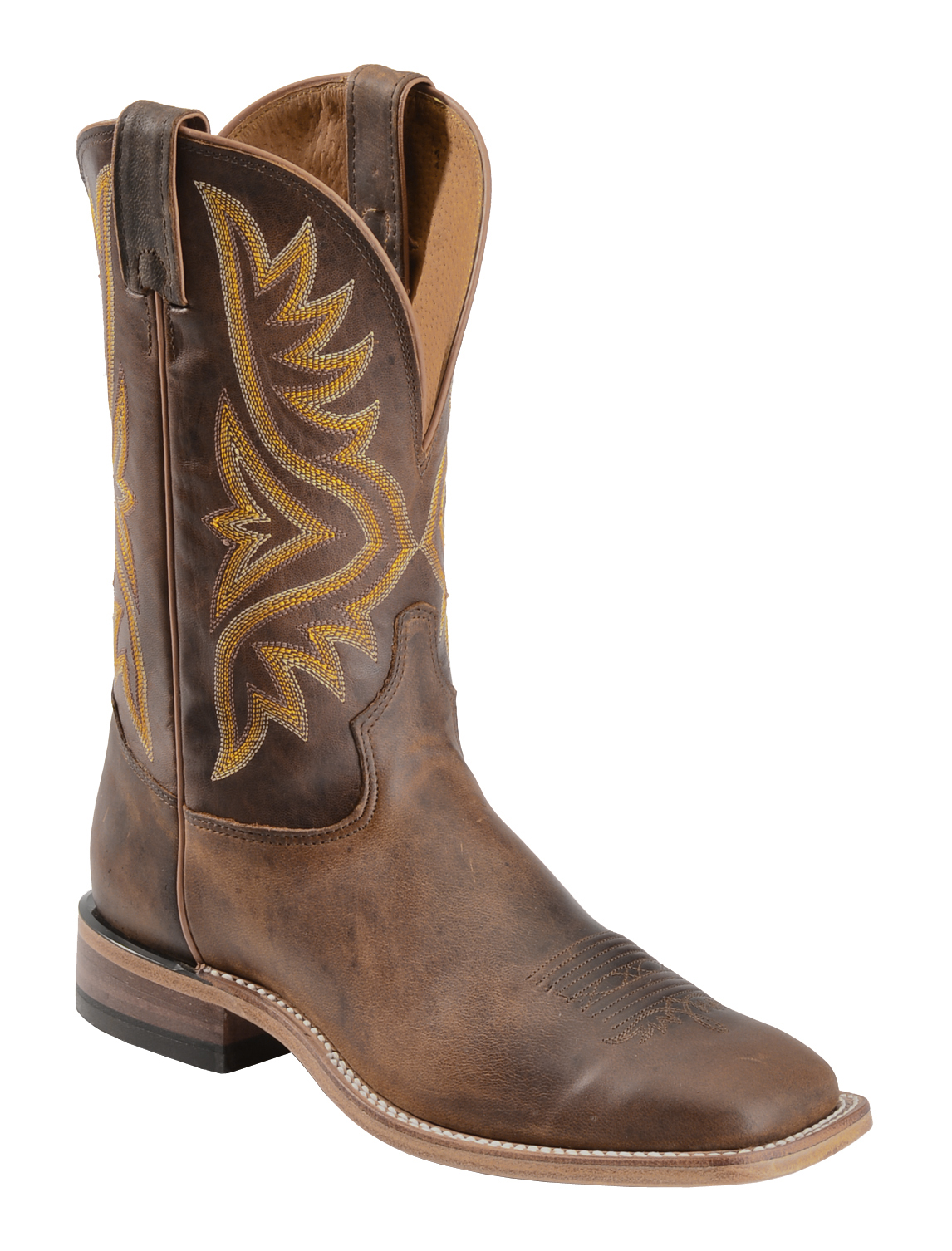 Tony Lama Tan Worn Goat Leather Americana Cowboy Boots - Square Toe