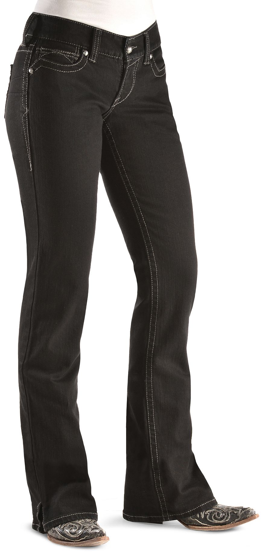 black bootcut jeans high waisted