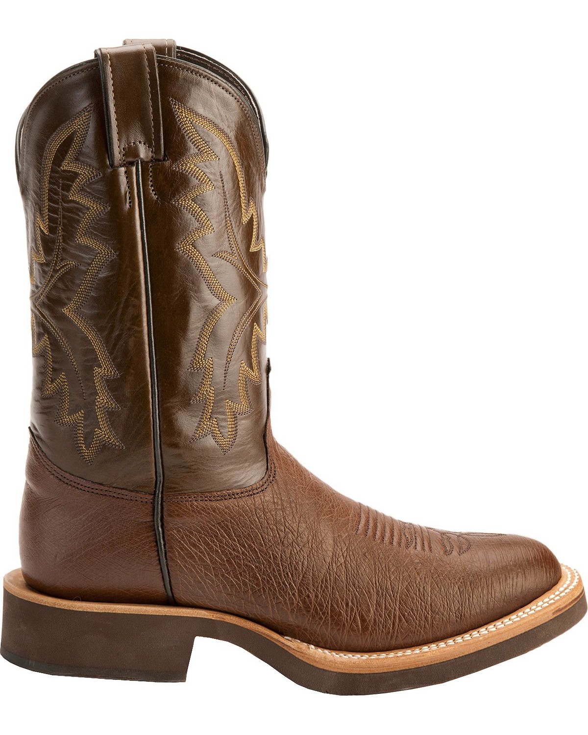 Justin Antique Brown Smooth Ostrich Tek Crepe Cowboy Boots Round Toe