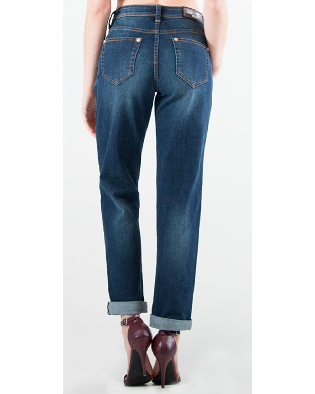 Grace in LA Women's Dark Blue Boyfriend Jeans Straight Leg Country