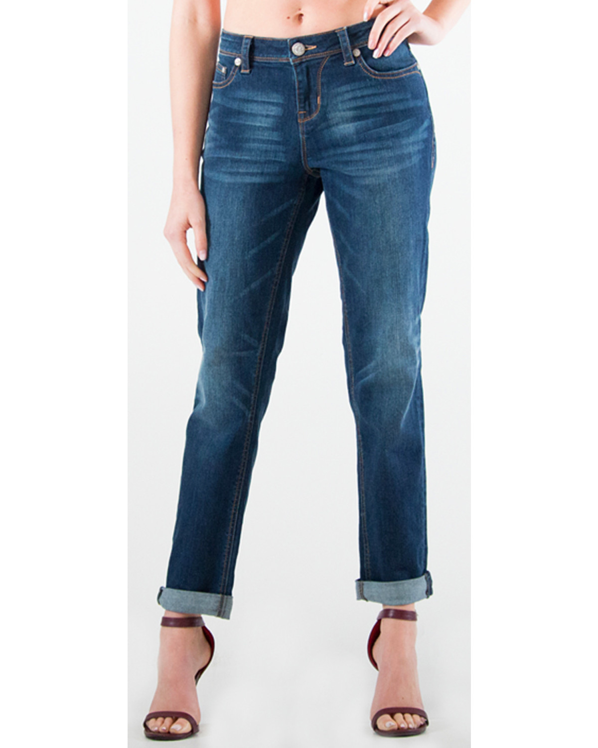 Grace in LA Women's Dark Blue Boyfriend Jeans - Straight Leg - Country ...