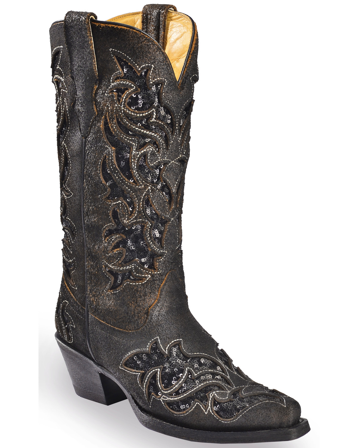 Corral Womens Sequin Inlay Cowgirl Boots Medium Toe Country Outfitter