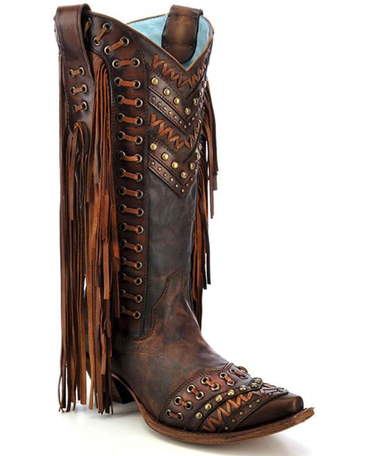 Corral Women's Studded Fringe Cowgirl Boots Snip Toe Country Outfitter