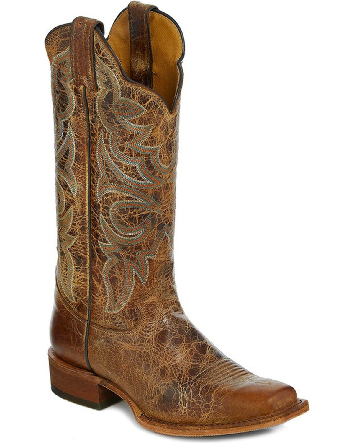 Justin Bent Rail Women's 13" Katia Distressed Tan Cowgirl Boots