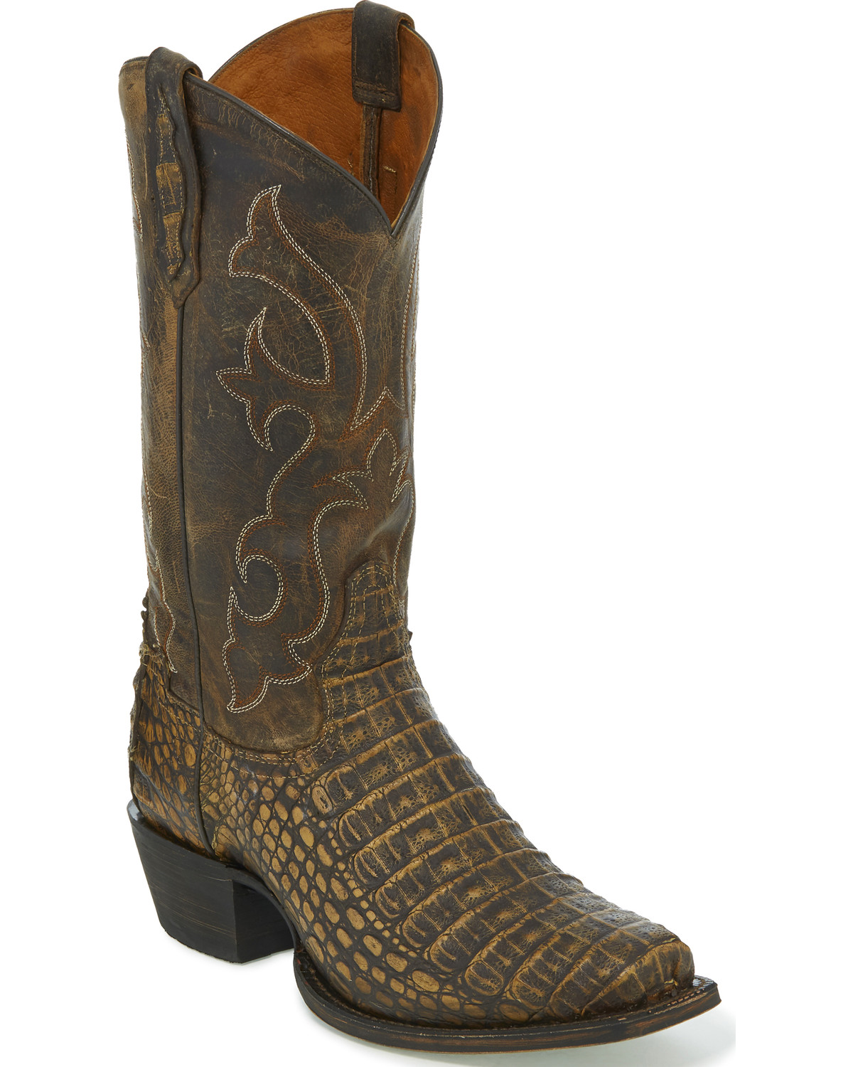 Tony Lama Men's Cafe Hornback Caiman Cowboy Boots Square Toe