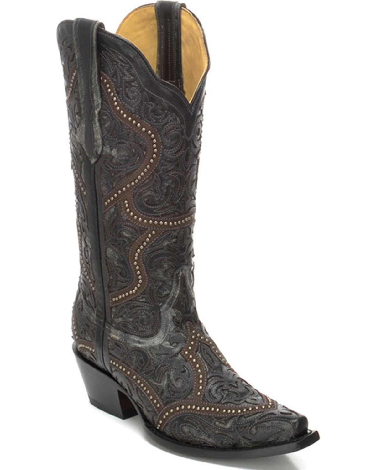 Corral Women's Full Overlay and Studs Cowgirl Boots - Snip Toe