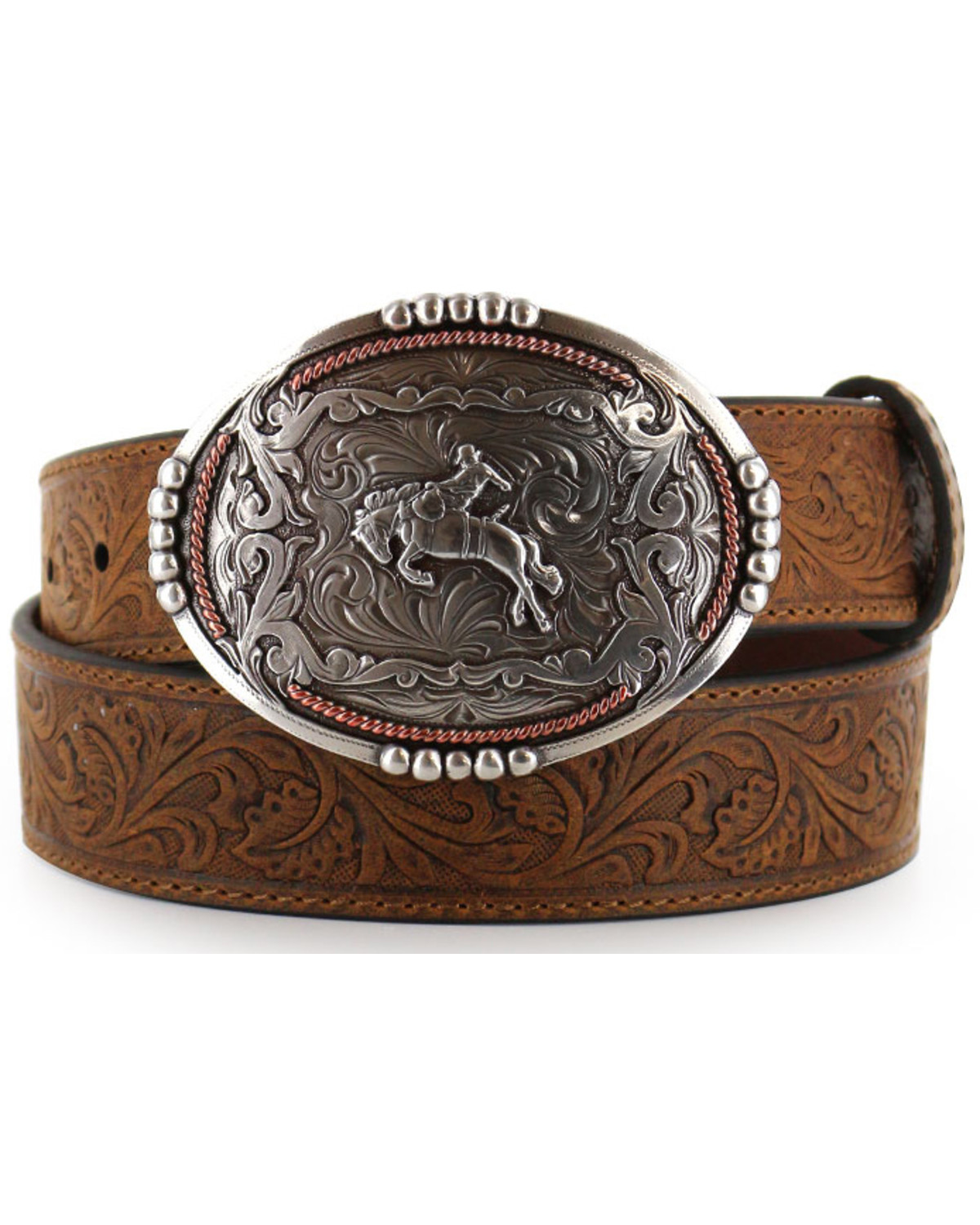 Cody James Men&#39;s Bronc Buckle Tooled Leather Belt - Country Outfitter