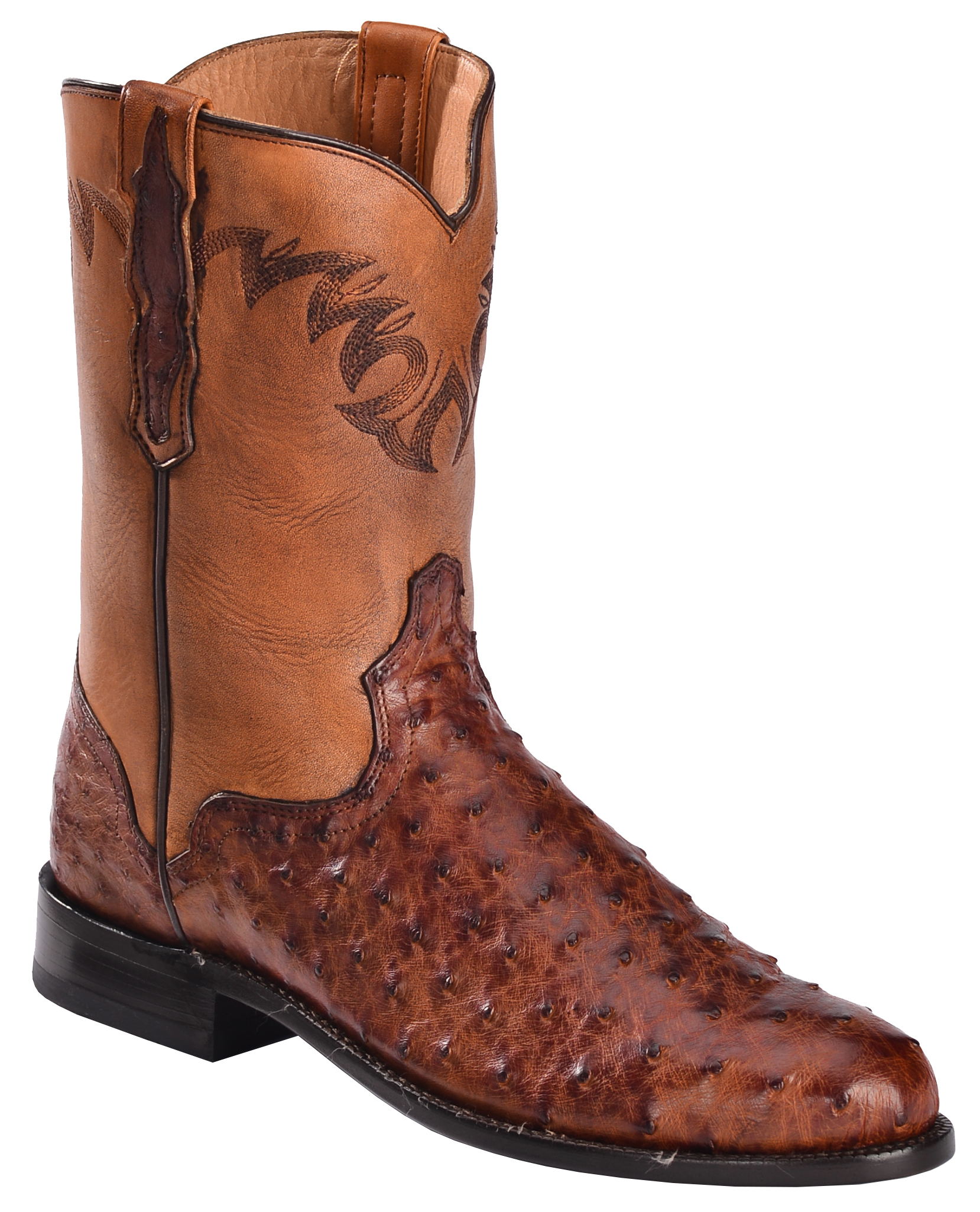 El Dorado Men’s Full Quill Ostrich Roper Boots – Round Toe - Country