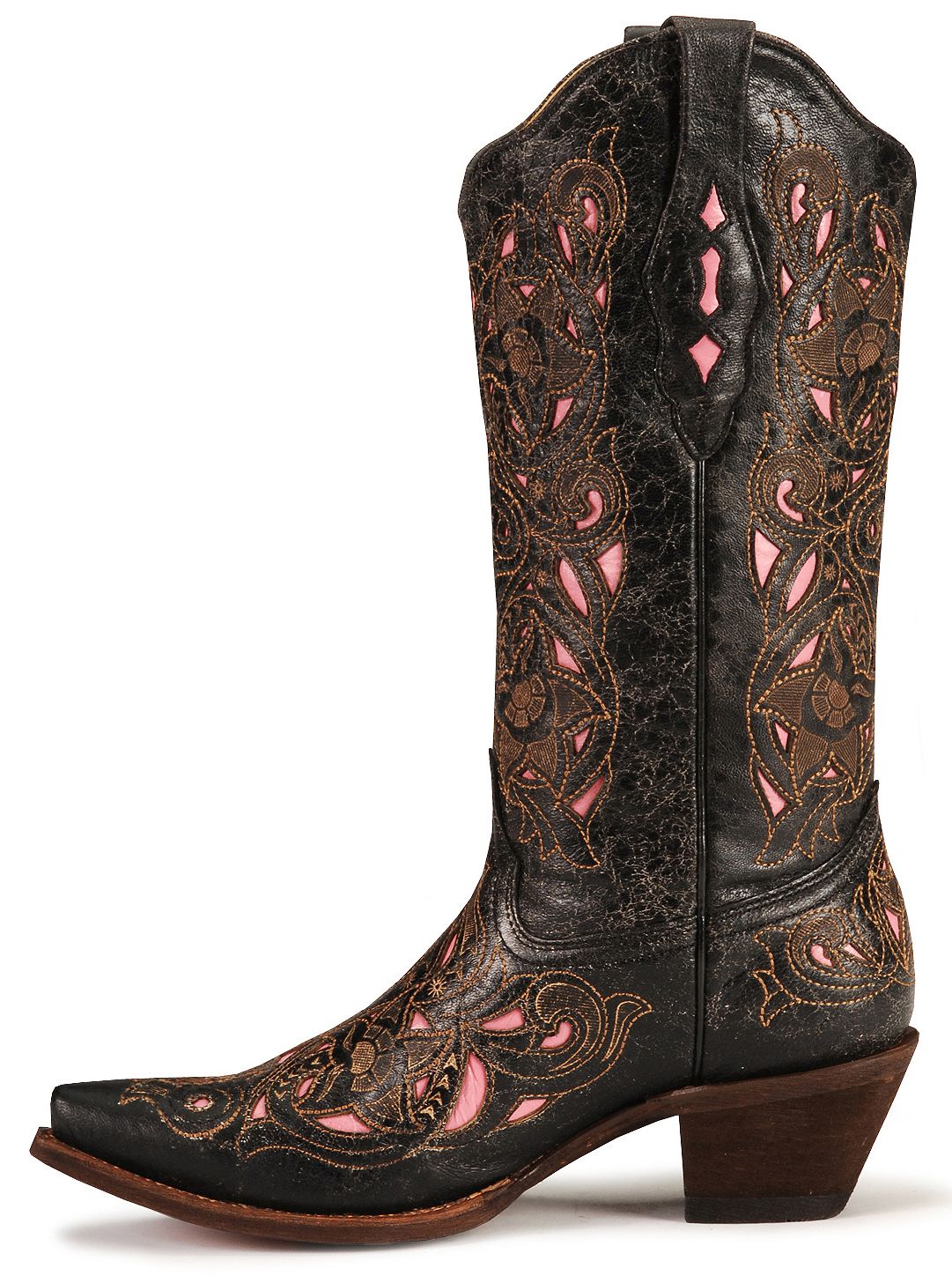 Corral Women's Laser Pink Inlay Cowboy Boots Snip Toe Country Outfitter