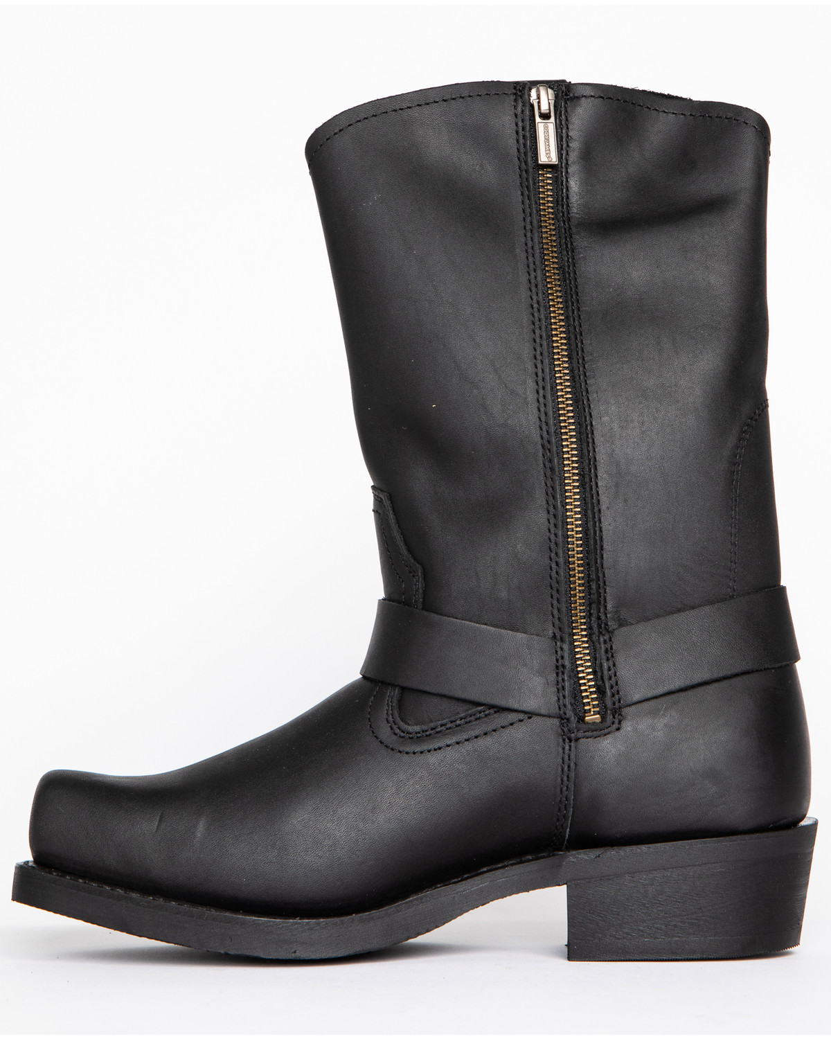 square toe zip up boots