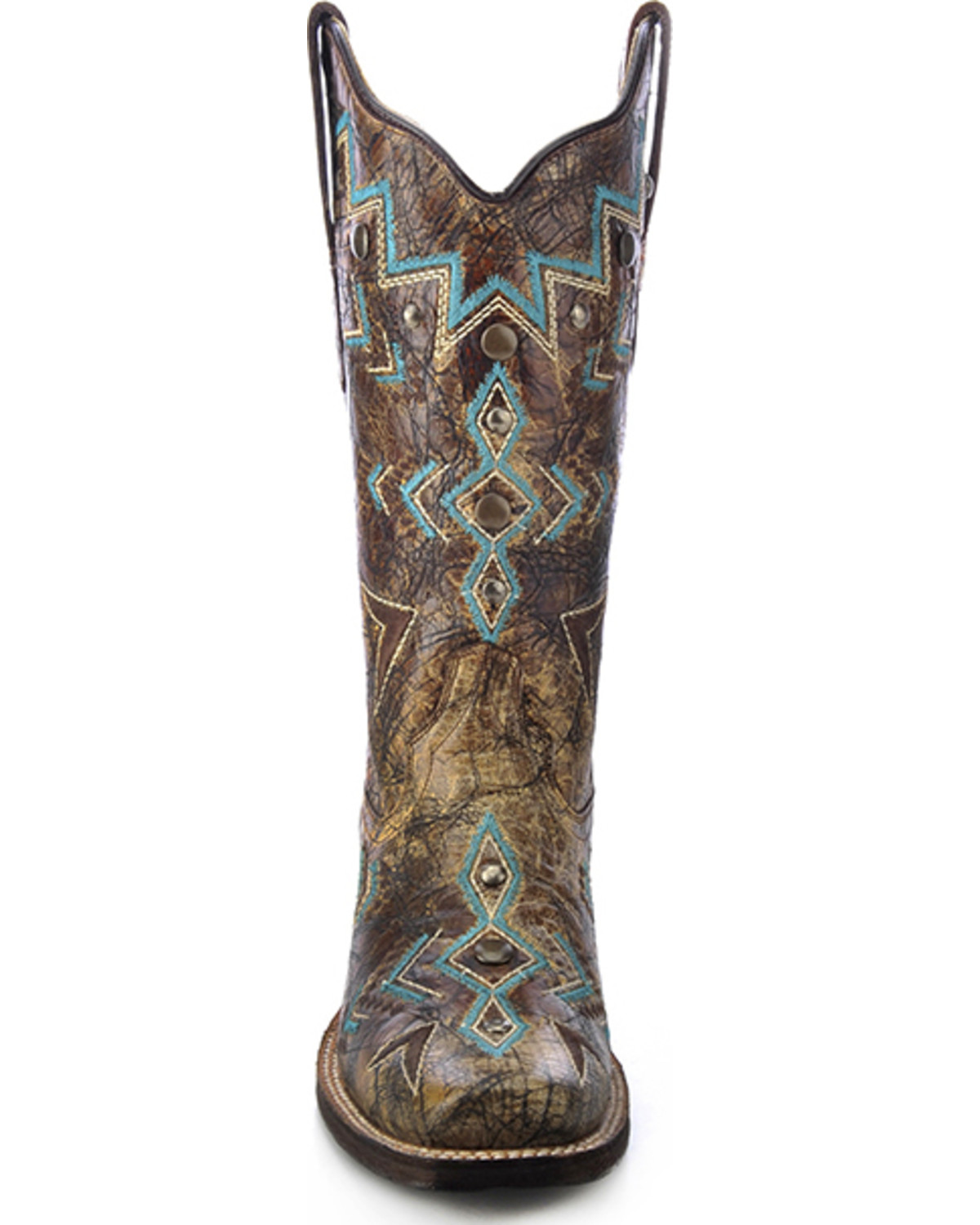 cow print cowboy boots square toe
