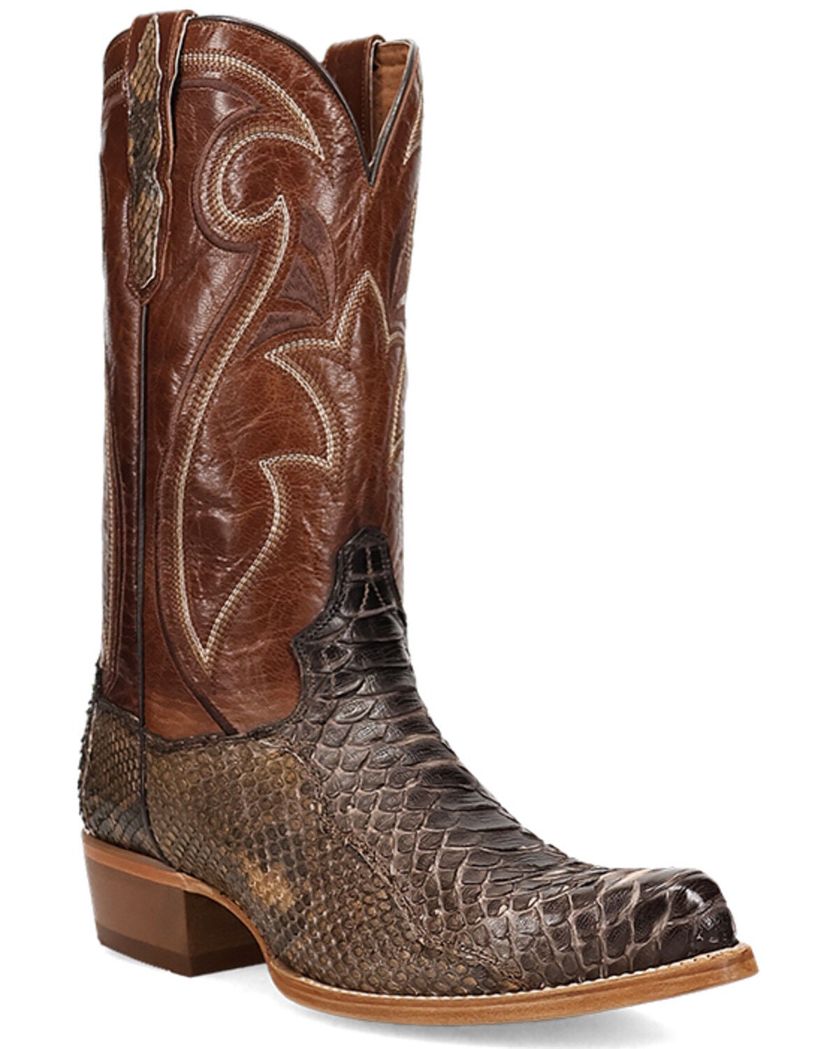 Dan Post Men's Bay Apache Exotic Python Western Boots - Round Toe, Brown, hi-res