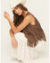 Image #2 - Vocal Women's Tiered Fringe Faux Suede Vest, Chocolate, hi-res
