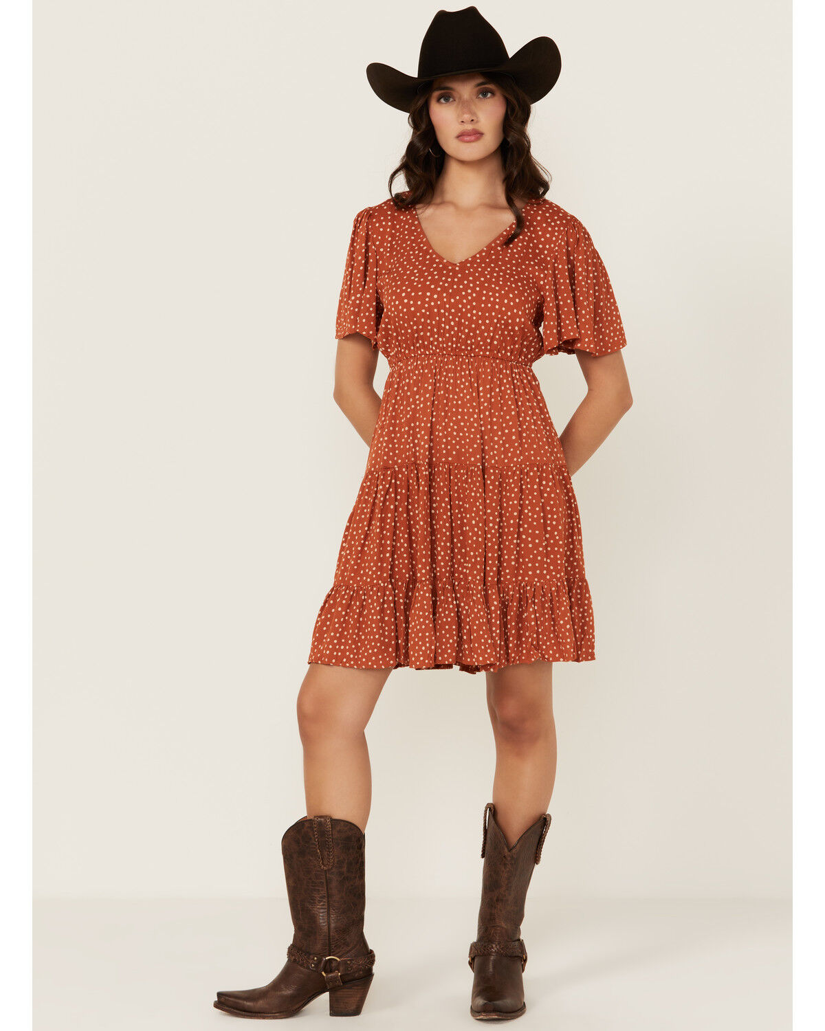 Image #1 - Angie Women's Polka Dot Short Sleeve Mini Dress, , hi-res