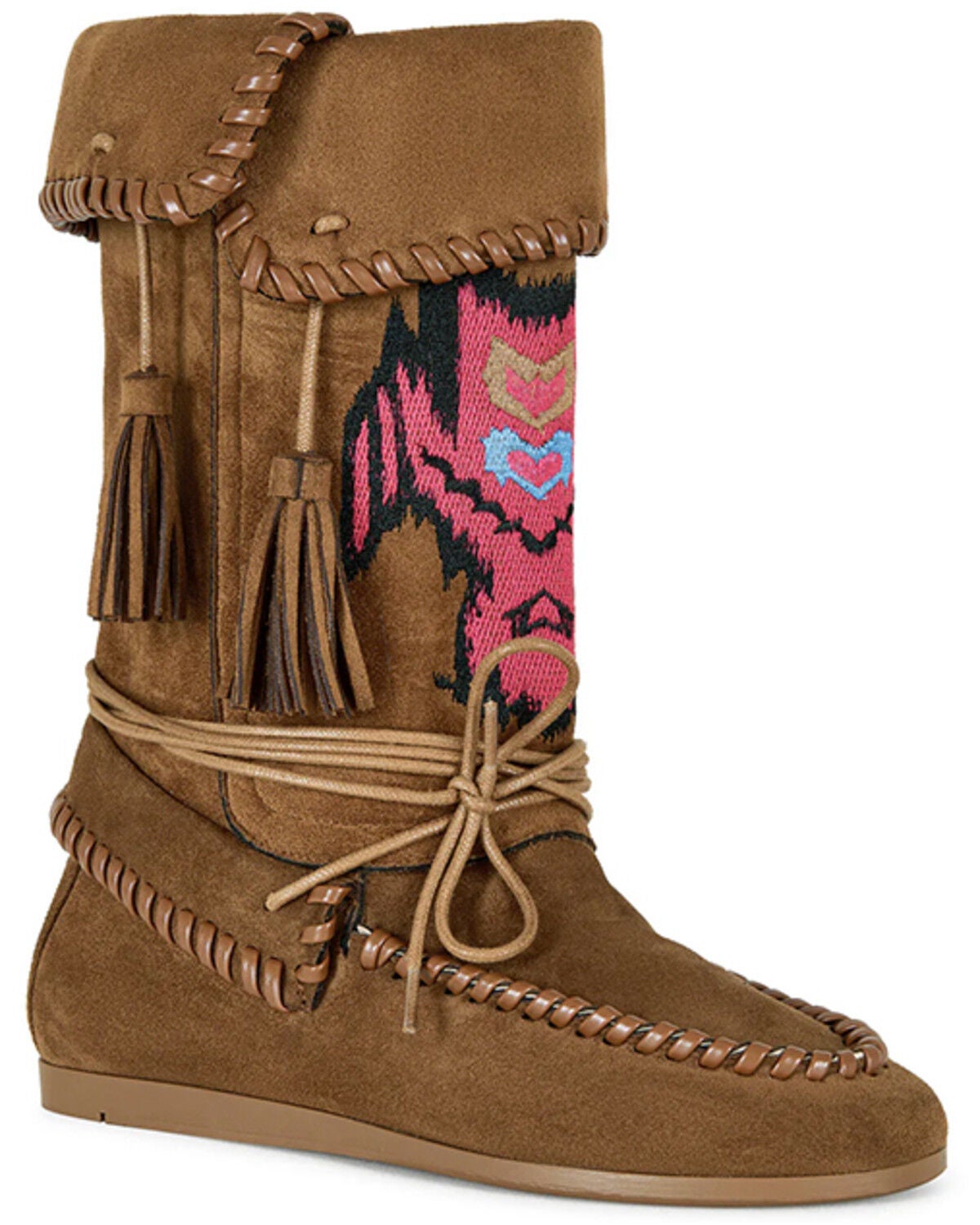 Image #1 - Azalea Wang Women's Weret Moccasin Boots - Moc Toe, Chestnut, hi-res