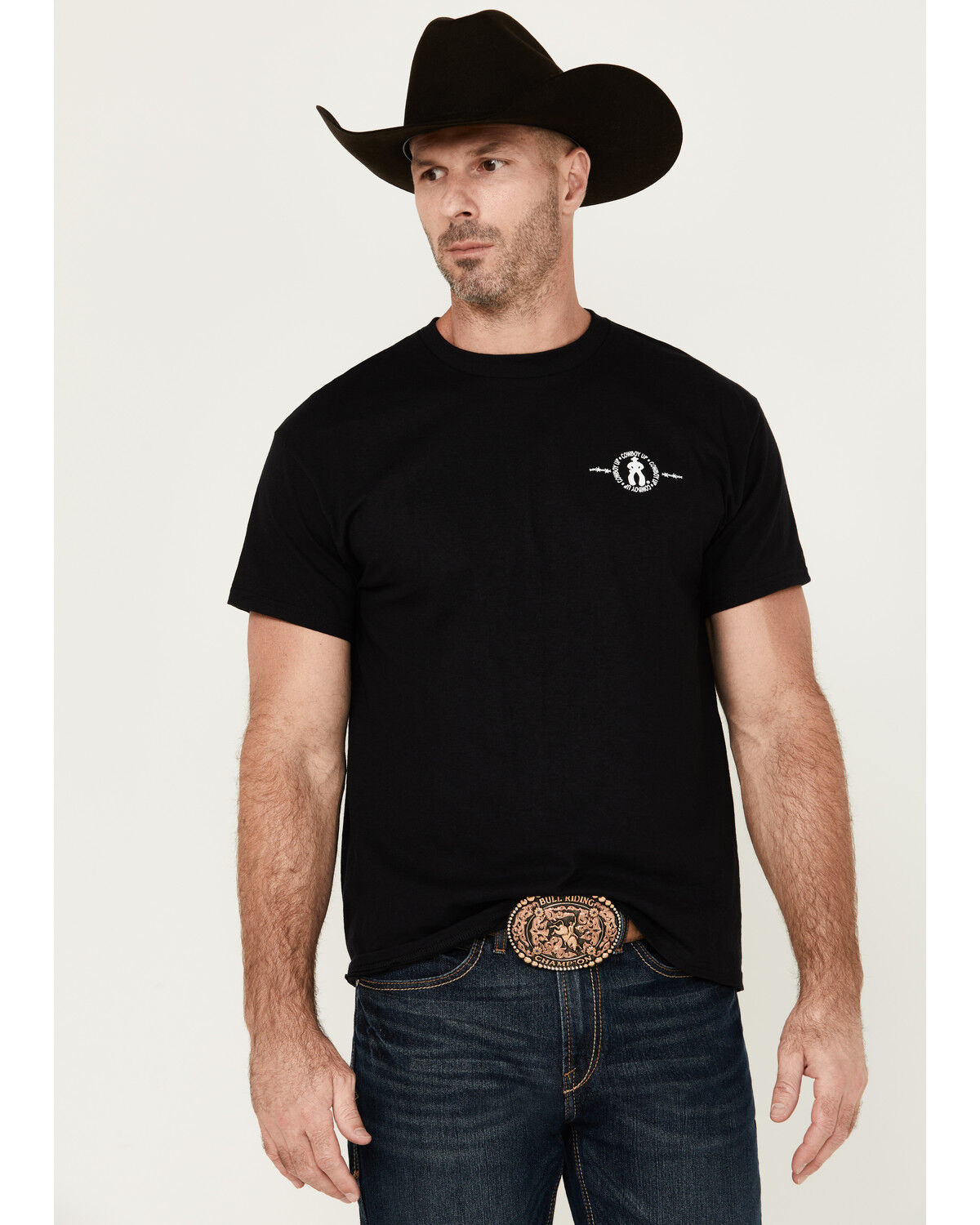 Image #2 - Cowboy Up Men's Triple Scorpion Short Sleeve Graphic T-Shirt, Black, hi-res