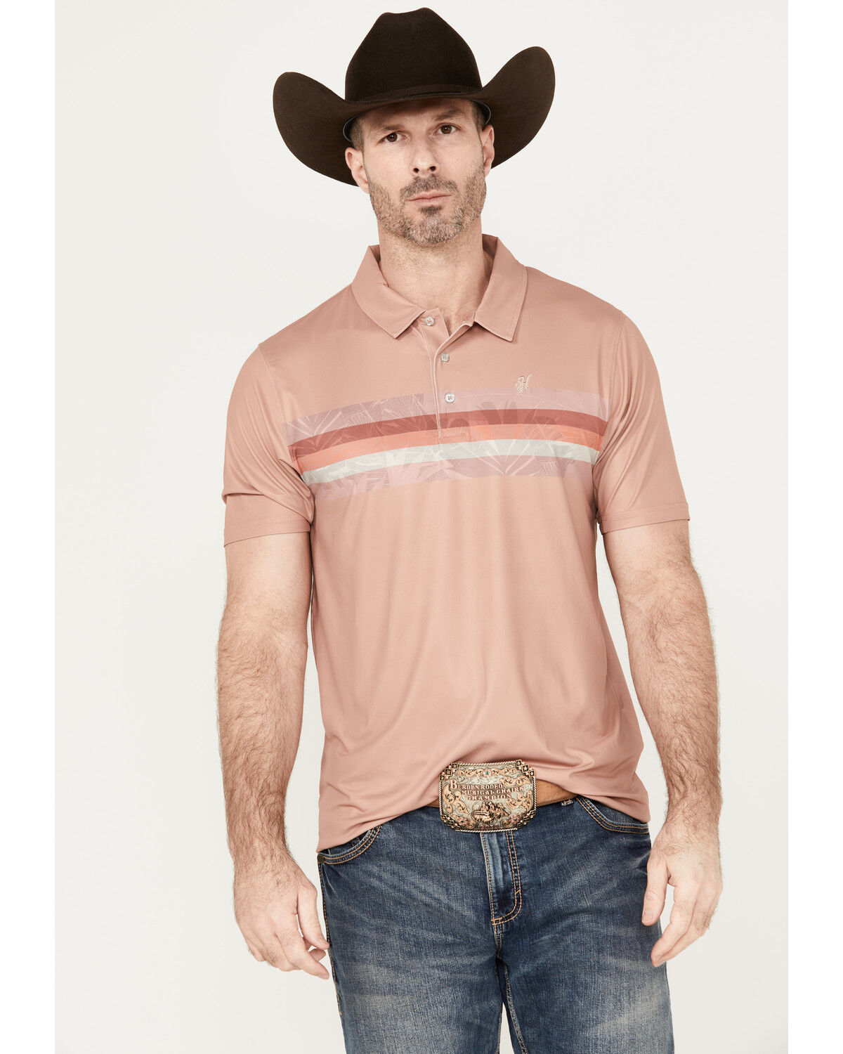 Image #1 - Hooey Men's Weekender Border Striped Polo, , hi-res