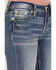 Image #4 - Miss Me Women's Medium Wash Mid Rise Horseshoe Pocket Bootcut Stretch Denim Jeans, Medium Wash, hi-res