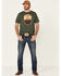 HOOey Men's Olive Cheyenne Logo Short Sleeve T-Shirt , Green, hi-res