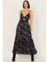 Image #1 - Angie Women's Floral Knot Front Maxi Dress, Navy, hi-res