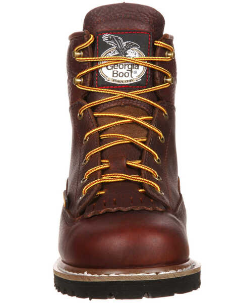 Georgia Boot Men's 6" Waterproof Lace-To-Toe Work Boots -  Soft Round Toe, Brown, hi-res