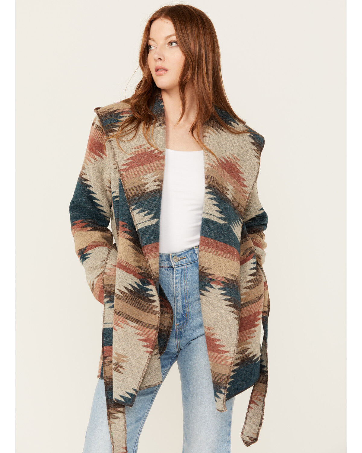 Image #1 - Cripple Creek Women's Southwestern Print Hooded Wrap Jacket, , hi-res