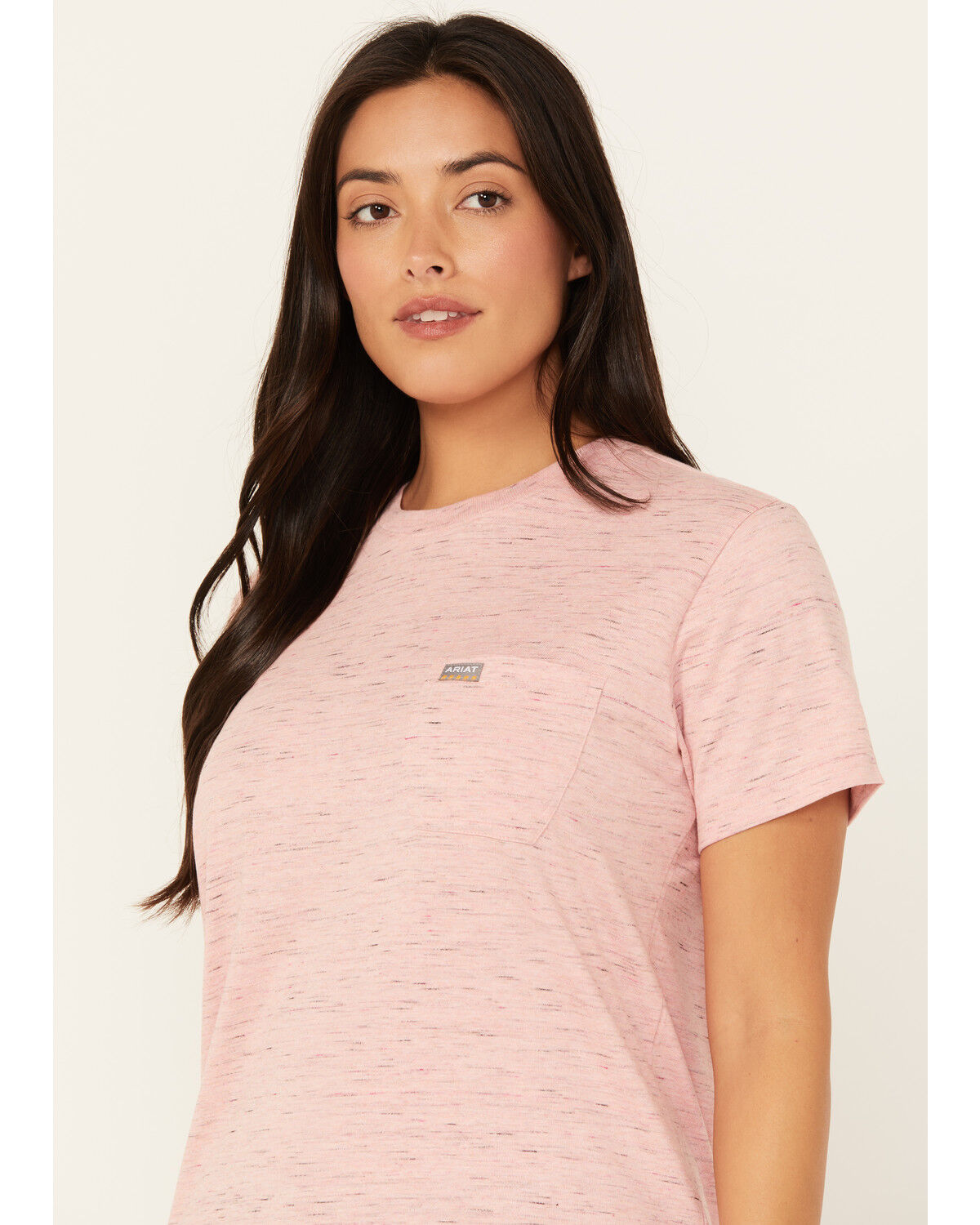 Image #2 - Ariat Women's Rebar Cotton Strong Short Sleeve Work Tee, Dark Pink, hi-res